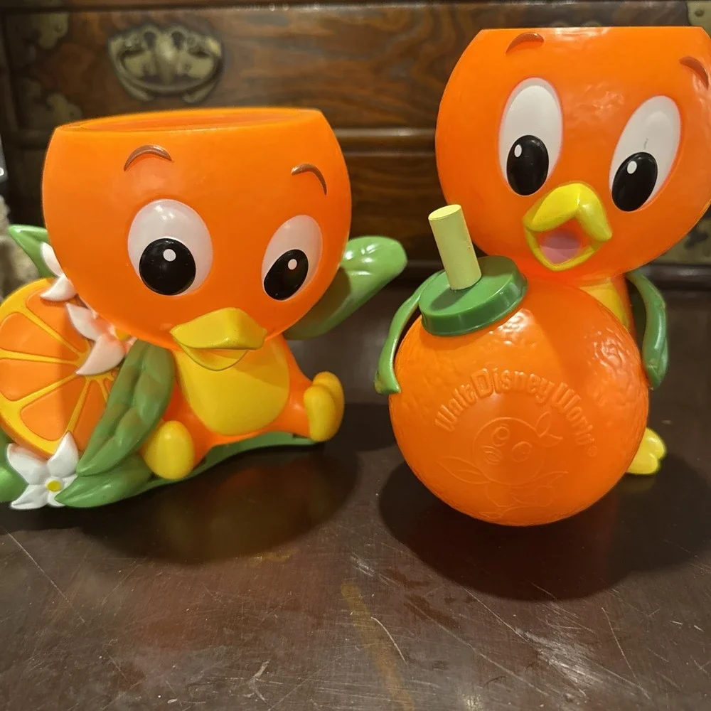Set of 2 Disney Parks Epcot Orange Bird Flower Garden Sippy Cups